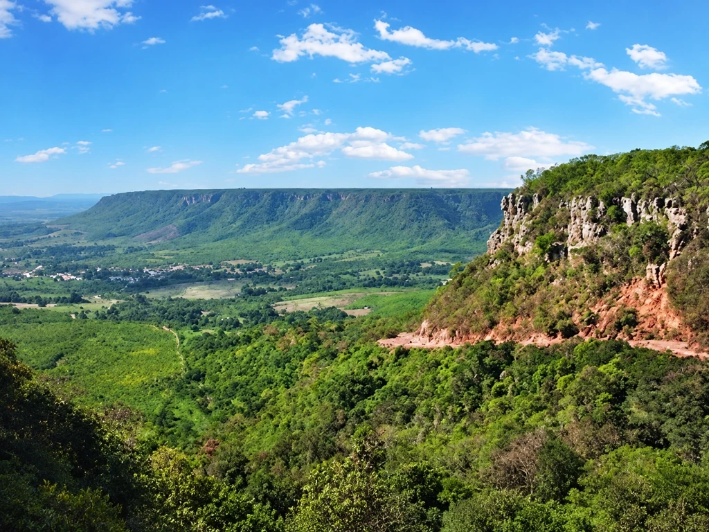 Vista panorâmica da vegetação e da escarpa da Chapada do Araripe
